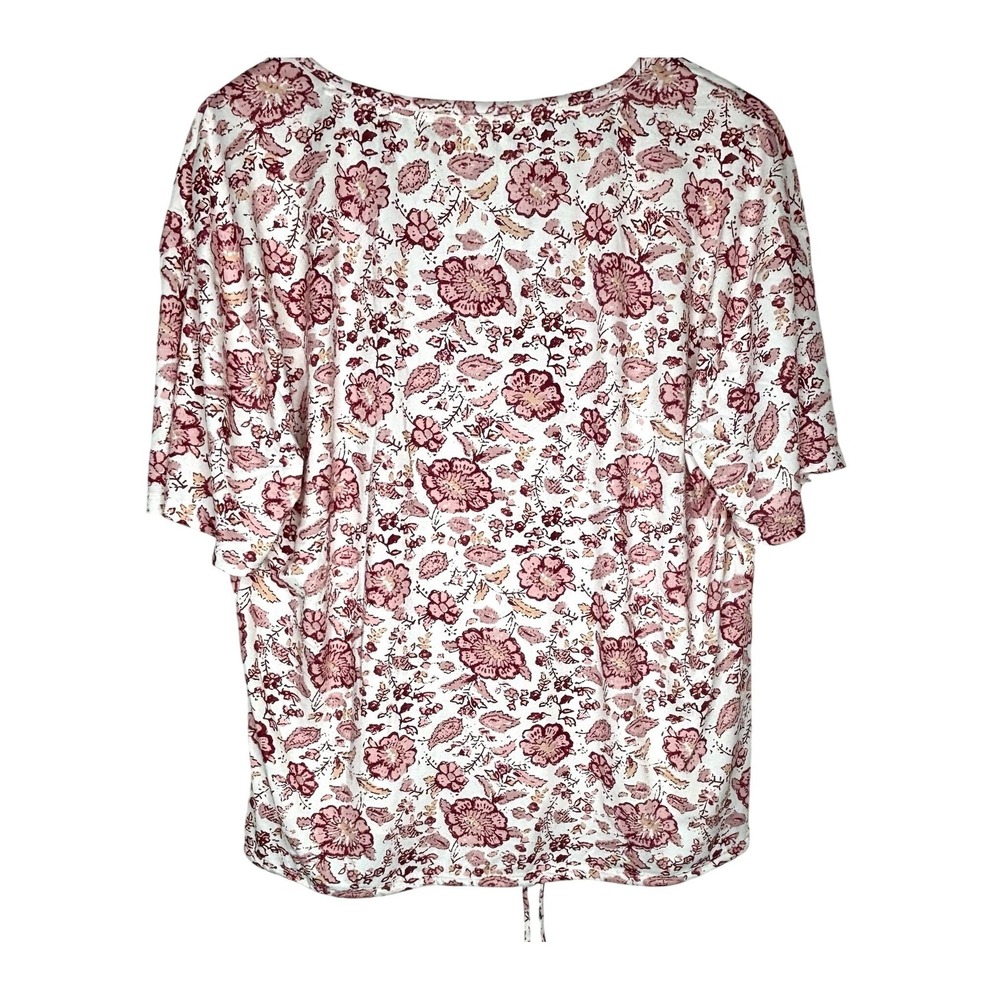 Lucky Brand Pajama Set Women Small Pink Excellent Floral Tie Hem Loungewear - Picture 4 of 12